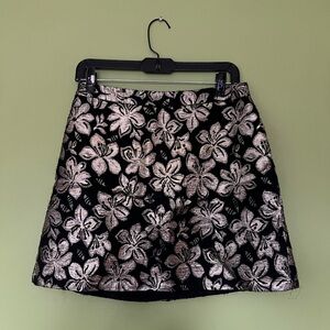 Alice + Olivia Jacquard Mini Skirt Black with Gold Threading Detail